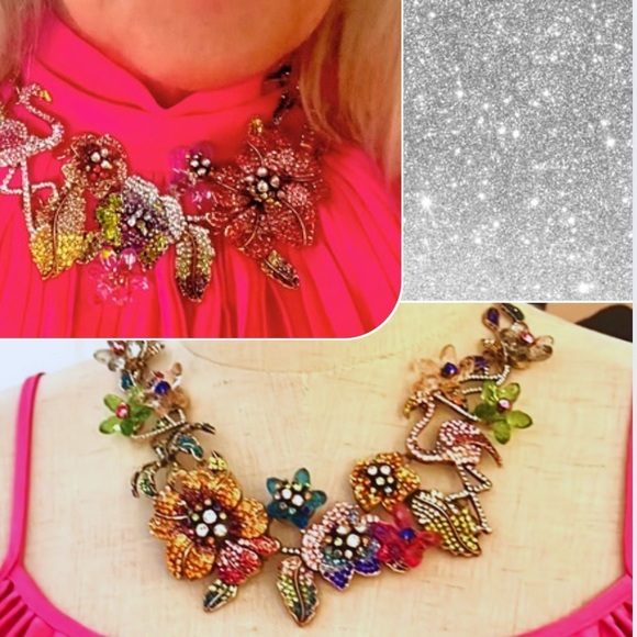 VTG Natasha,Flora & Fauna Vibrant  Statement Necklace,Perfect! Coastal Topical - Picture 5 of 7